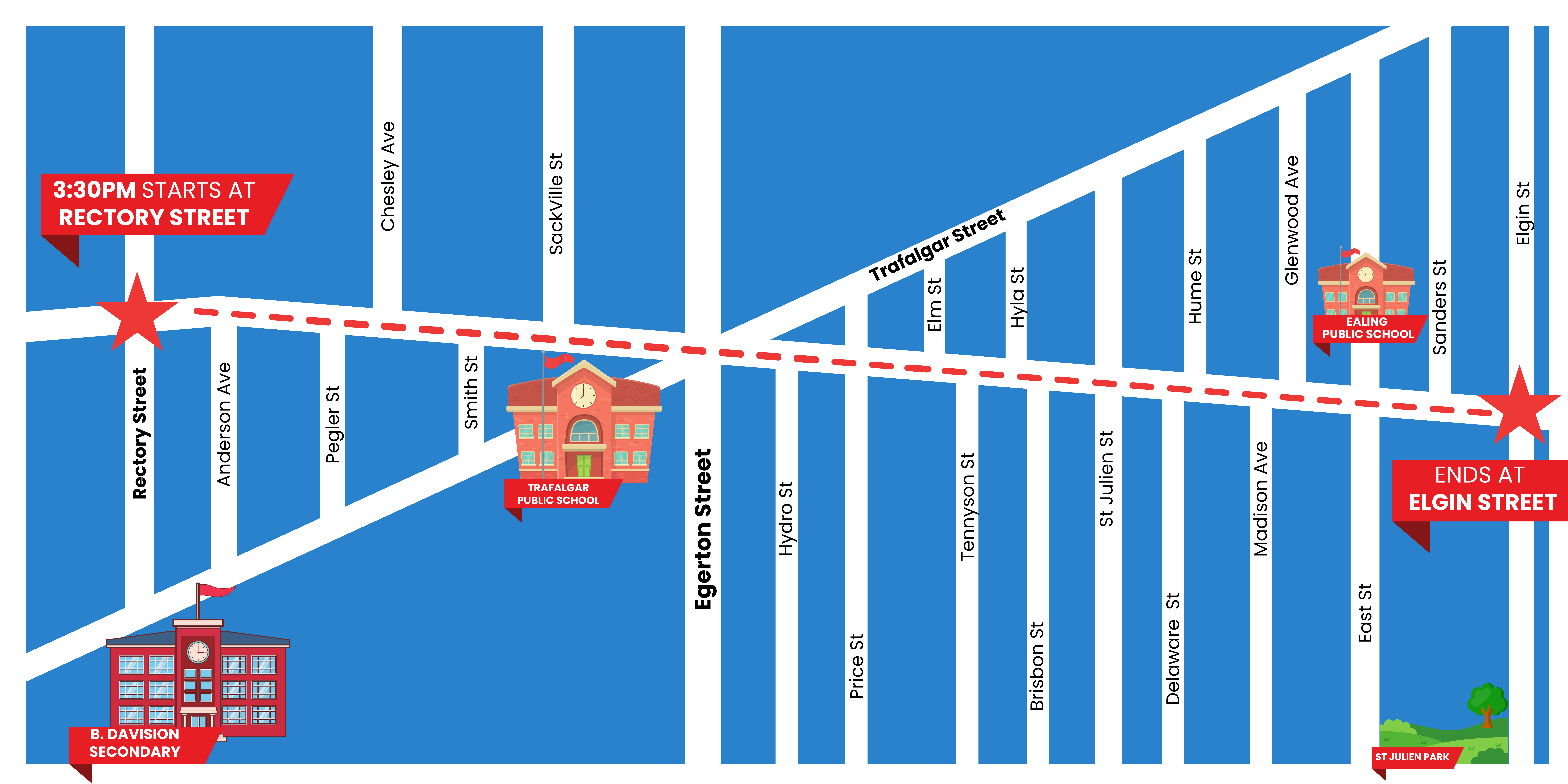 Parade Map Poster (Outdoor Banner (96 in x 48 in)) (1) (1) Holly Jolly Ham Rd - Christmas Market